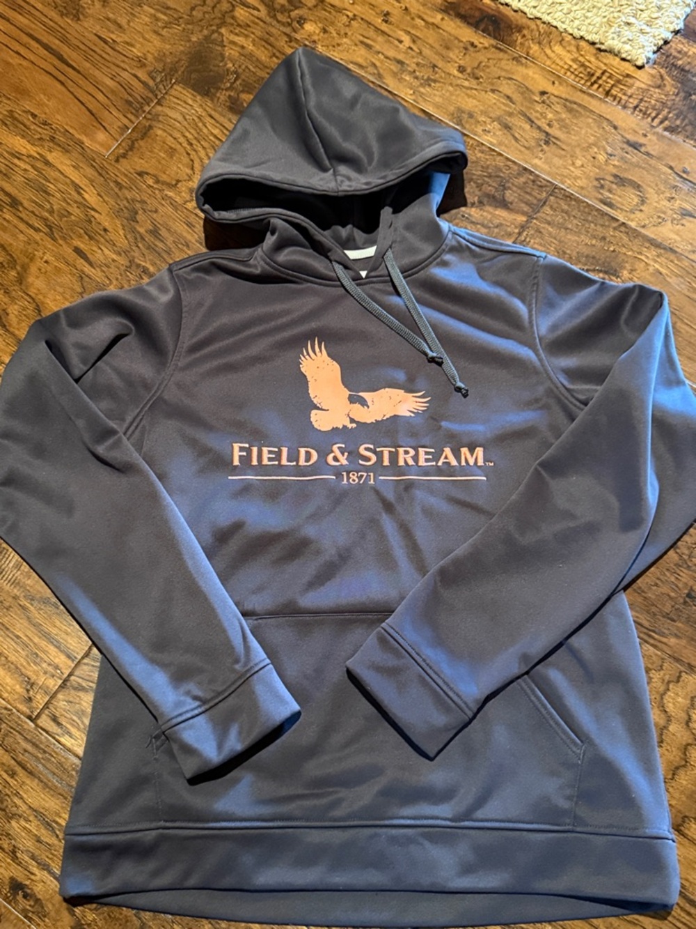 Field & Stream Men's Dark grey and coral  Pullover Hoodie with  coral Logo